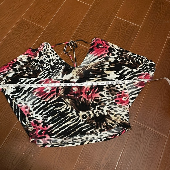 Agaci zebra blouse Cold Shoulder Animal Print size Small silver rings black pink - Picture 6 of 14